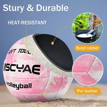 Офіційний розмір 5 волейбольних м&39ячів, пляжні волейбольні м&39ячі для використання в приміщенні/на вулиці, м&39які пляжні волейбольні м&39ячі для пляжу, саду та ванної кімнати, рожевий/білий