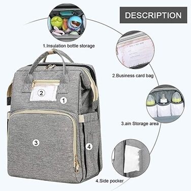 Портативна пеленальна сумка, водонепроникна багатофункціональна пеленальна сумка для переодягання немовлят, дитяче ліжечко з ізоль