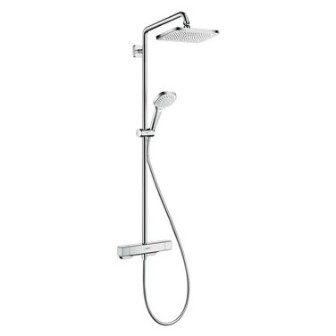 Душова система hansgrohe Croma E з термостатом, тропічним душем (280 x 170 мм), ручною лійкою (3 режими), шлангом та квадратною головною лійкою (1 режим), хром, 27630000