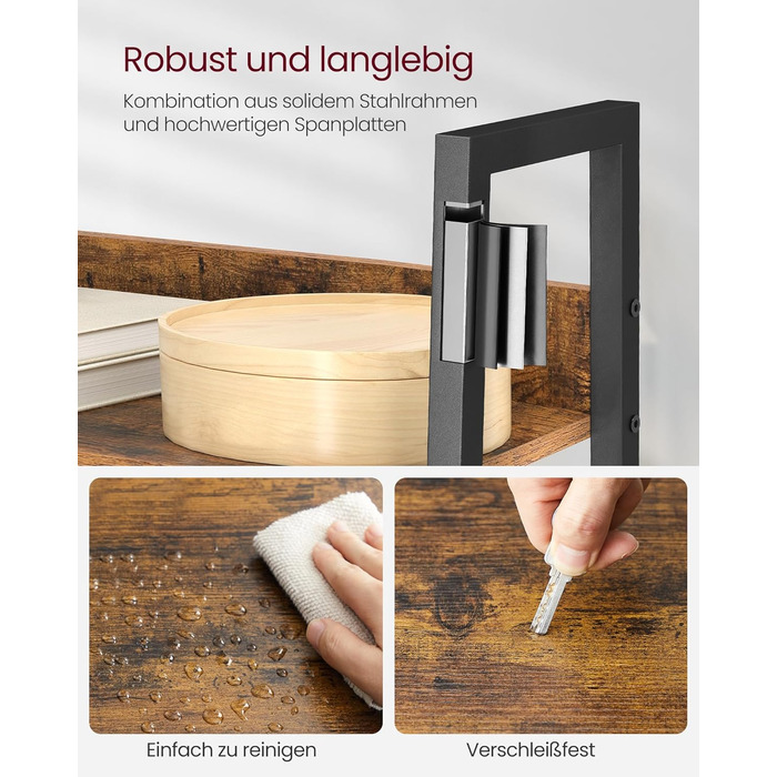 Книжкова полиця VASAGLE, полиця-драбина, 5 ярусів, вузька полиця, відкрита окремостояча полиця для кабінету, вітальні, спальні, кухні, промисловий дизайн, вінтажний коричнево-чорний LLS067B01 Вінтажний коричневий чорний 5 полиць (60Ш x 170В см)