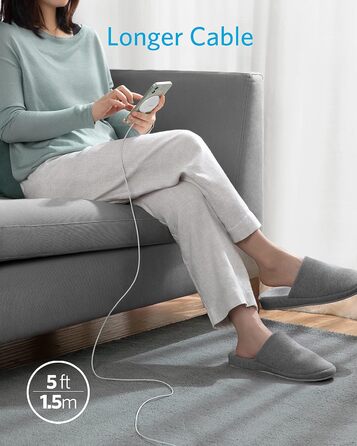 Магнітна бездротова зарядна панель Anker 313, бездротовий зарядний пристрій з кабелем USB-C довжиною 150 см, підходить лише для iP