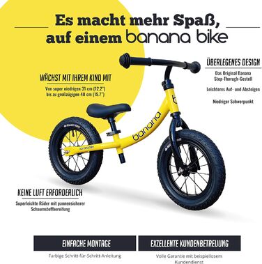 Дитячий велосипед-балансир Banana 12 дюймів Дитячий велосипед для хлопчиків і дівчаток, підходить для дітей від 2-5 років, велосип