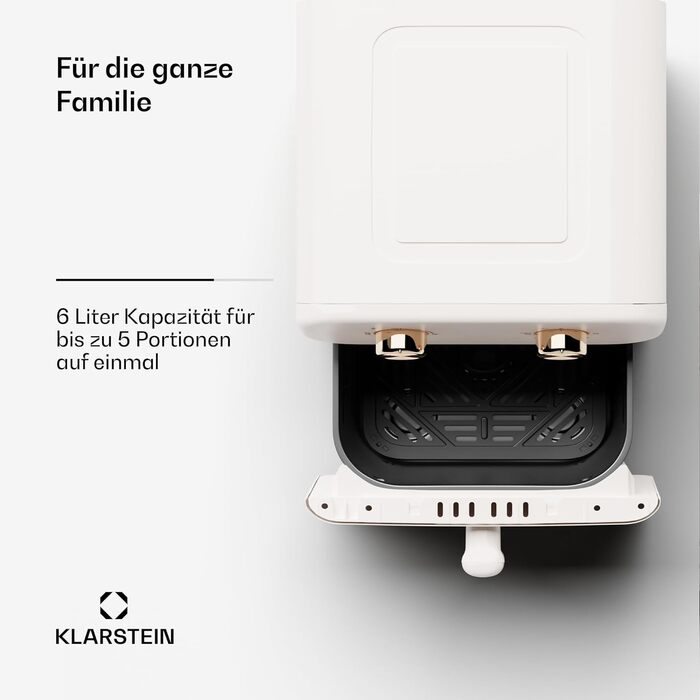 Аерофритюрниця Klarstein, духова шафа для фритюрниці, компактна фритюрниця 1700 Вт, фритюрниця 5.8 л із простим керуванням і таймером, велика фритюрниця, фритюрниця XL з циркуляцією 360 6 л піску