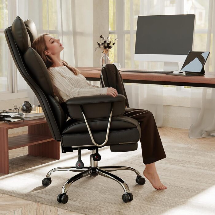 Офісний стілець Gotland, ергономічний стілець для роботи з поперековою опорою, регульована висота, функція нахилу, комп&39ютерний стілець з високою спинкою для дому та офісу (чорний)