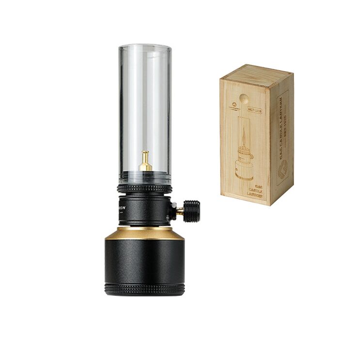 Газовий ліхтар для кемпінгу CAMPINGMOON з газовою свічкою та порожнім баком чорного кольору BKT-1D15