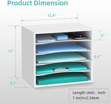 Рівневий органайзер для паперу SUPEASY для столу, дерев&39яний настільний органайзер з регульованим лотком для листів, сортувальник пошти для офісу, школи та дому, білий, 5-