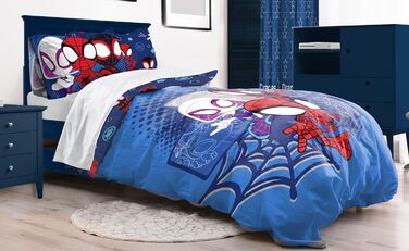 Комплект підковдри для однієї людини - включаючи наволочку 50x70 бавовна, теплу постільну білизну Marvel синього кольору - Павук і