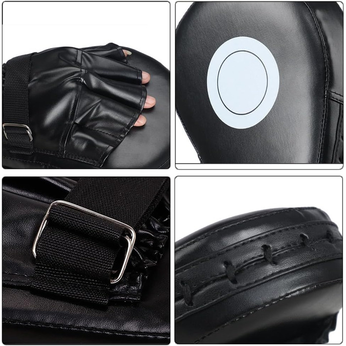 Набір боксерських щитків 2-в-1, боксерські щитки для кікбоксингу, ПУ щитки для рук, боксерські щитки, аксесуар для бойових мистецтв для кікбоксингу, тайського боксу, карате, муай-тай, тренувань з боксу, чорний