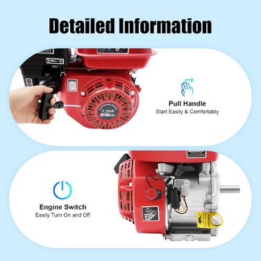 Тактний аварійний генератор, 7,5 к.с., бензиновий двигун, автоматичне відключення при низькому рівні оливи, підходить для сільського господарства тощо., 4-