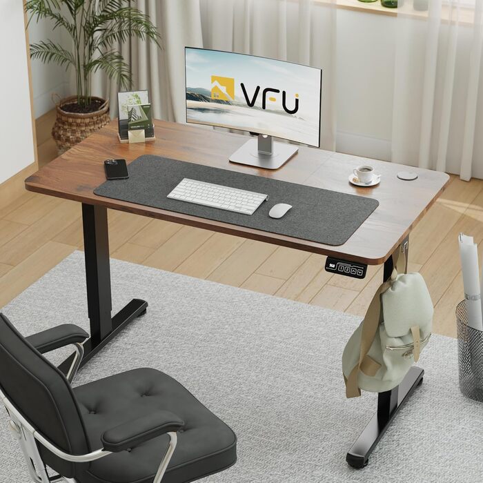 Стіл з регульованою висотою 120 x 60 см з функцією пам&39яті, Міцний стіл з електричним регулюванням висоти, стіл для роботи сидячи та стоячи, регульований комп&39ютерний стіл, стіл для роботи стоячи, коричневий, 120 x 60 см