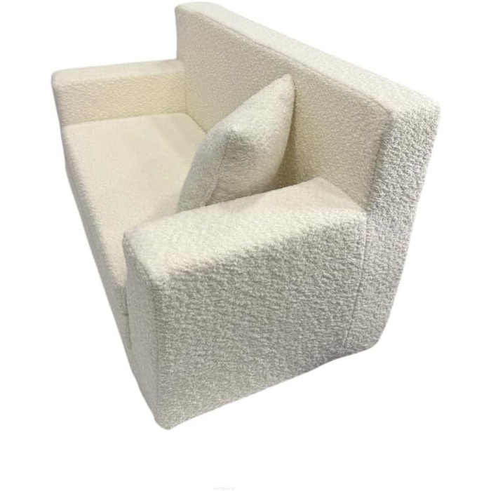 Дитячий диван FORTISLINE, розкладний, тканина з плюшевим мишеням - ігровий диванчик для дітей з функцією сну - дитячий диванчик 83x47x43 см - м&39який пінний диванчик-ліжко, сертифікований Oeko-TEX, бежевий