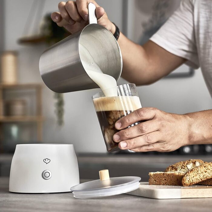 Електричний спінювач молока SPRINGLANE Mia, нержавіюча сталь, 600 Вт, 250 мл, 2 насадки, 4 програми для холодного або гарячого спі