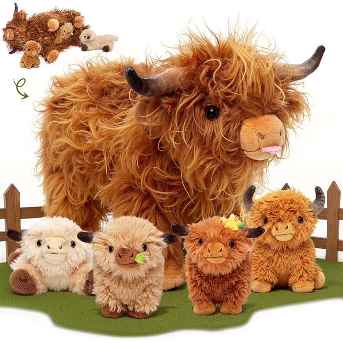 Набір плюшевих іграшок OUOZZZ, гірська корова з телятами, 5 шт
