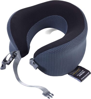 Подушка для шиї Troika Business у поліестеровому компресійному чохлі, що згортається, колір сірий/чорний, постійно стабільна розмірна стійкість, BBG61/GY