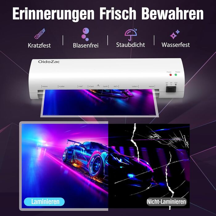 Ламінатор A4, 4-в-1 гаряче та холодне ламінування, ламінатор з 15 ламінуючими пакетами, закруглювач кутів, різак для паперу, функція захисту від застрягання ABS-паперу, 80-125 мікрон, для офісу, школи, дому - білий, юридичний