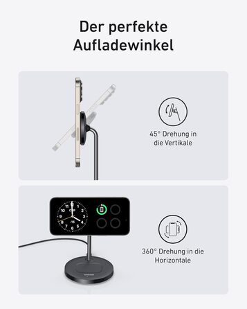 Вт, сумісний із зарядним пристроєм Magsafe, індуктивна зарядна станція 2-в-1, бездротовий зарядний пристрій Qi2 для iPhone 16/15/1