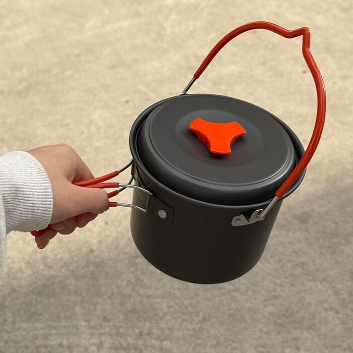 Посуд для кемпінгу об&39ємом 1,4 л, з твердого алюмінієвого сплаву, для приготування їжі на відкритому повітрі, підходить для походів, подорожей з рюкзаком, набір для приготування їжі на кемпінгу, термостійкий, з алюмінієвого сплаву, для