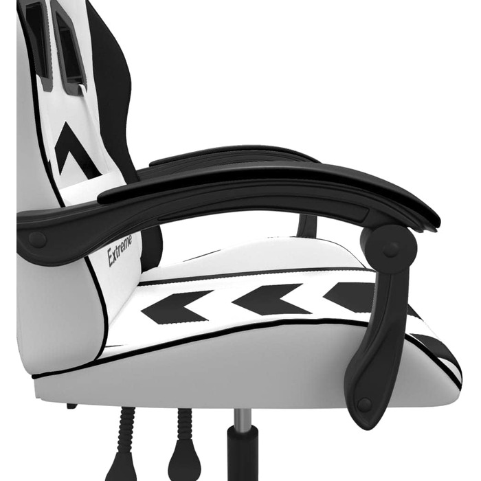 Геймерське крісло, біла та чорна штучна шкіра, з регульованою спинкою та висотою, офісне крісло з поворотом на 360 градусів, коліщатками та міцним металевим каркасом для ергономічного сидіння, 36,5 x 42 см (Ш x Г), білий колір