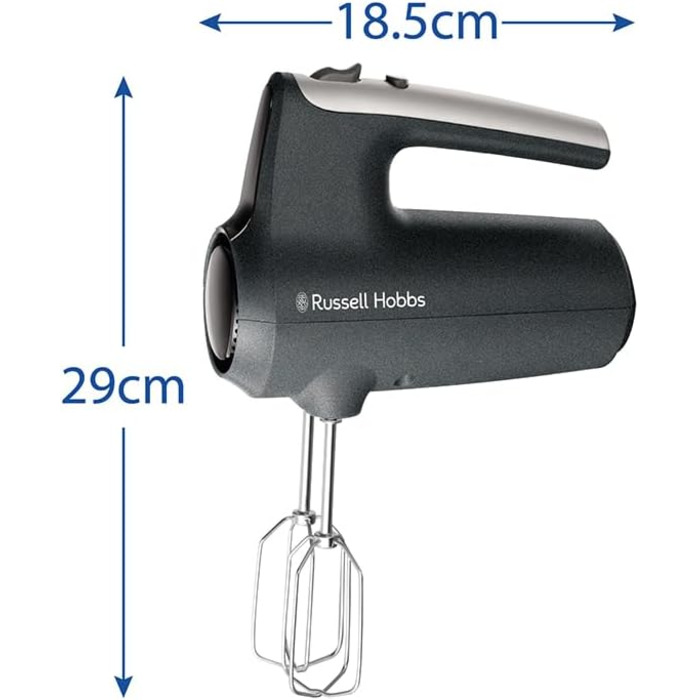 Ручний міксер Russell Hobbs (електричний ручний міксер для випічки, 5 швидкостей турборежим, віночки та гаки для тіста, які можна