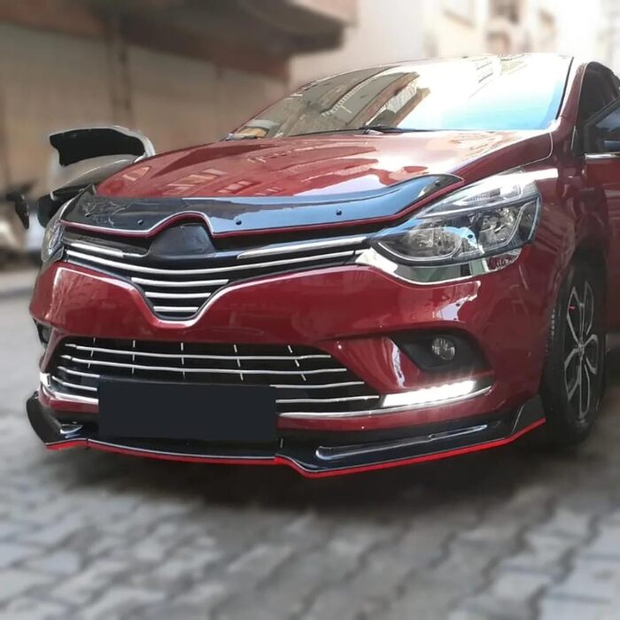 Кромка переднього бампера для Renault Clio 4 2011-2019, Кузов, 6 кольорів, Автомобільний аксесуар, Спойлер, Спліттер, Дифузор, Клапан, Спортивний бампер, Зовнішні частини, чорний, 3 шт. и ЧОРНИЙ