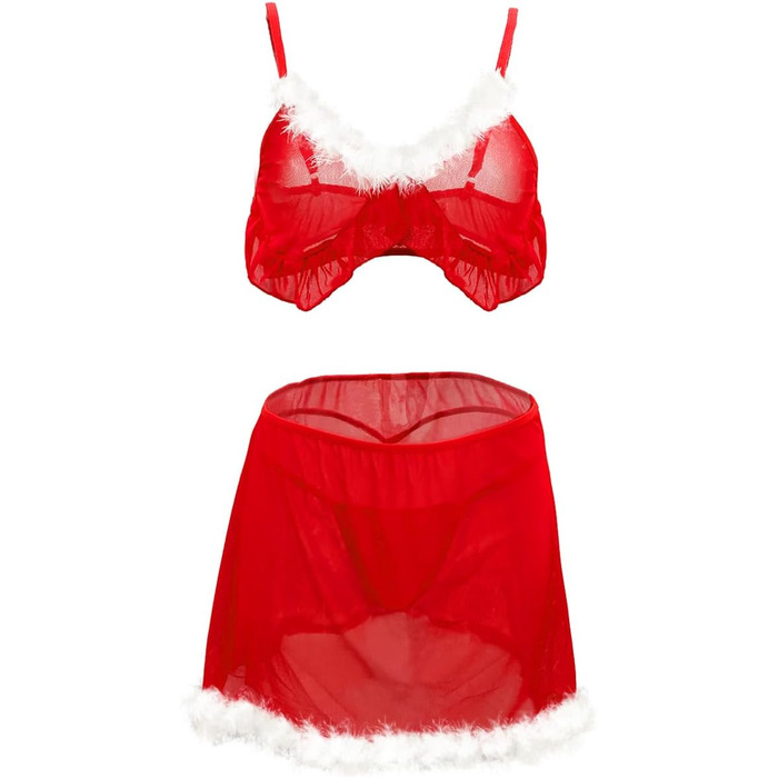 Жіночий різдвяний комплект еротичної білизни Sohimary, з міні‑спідницею та стрінгами, червоний