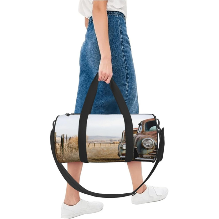 Спортивна сумка-мішок для подорожей з принтом Антик Авто, чорна, універсальний розмір, дорожня сумка