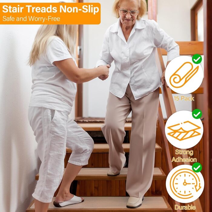 Килимки для сходів, протиковзкий килимок, 15 шт. , прозорі, самоклеючі, протиковзкі сходові планки з ковпачком, 15x80 см, нековзна клейка стрічка для дерев&39яних сходів та підлоги для внутрішнього використання