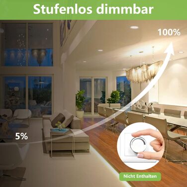 Світлодіодні вбудовувані точкові світильники Greenclick 5 шт. 230В, 9Вт 720LM Стельові точкові світильники з регулюванням яскравості, 11мм ультраплоскі вбудовувані світильники з трансформатором IP44 Світлодіодні точкові світильники для ванної, кухні, віта