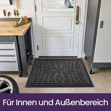 Килимок для вулиці DEXI, нековзкий, 60 x 90 см, миючий килимок для уловлювання бруду, водонепроникний, килимок для вхідних дверей, балконних або патіо дверей, сірий, 60 x 90 см (прямокутний)