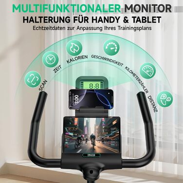 Оновлено 2026 Велотренажер, тихий домашній велоергометр DMASUN з опором 0-100, дисплеєм та тримачем для планшета, кардіотренувальний велотренажер для приміщень із зручним сидінням, до 160 кг Оновлено - зелений