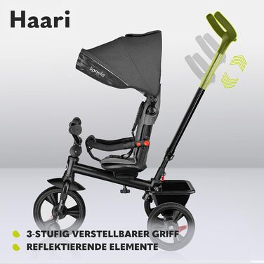 Триколісний велосипед LIONELO Haari 2в1 з прогулянковою ручкою від 18 місяців до 25 кг, передній і задній хід, безкамерні гумові ш