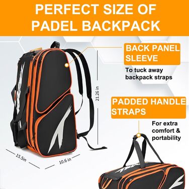 Сумка для ракеток TILDOSAC для паделя та піклболу, чорно-помаранчевий