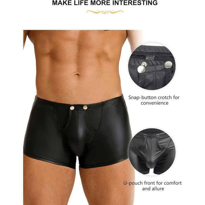 Чоловічі боксери ohyeahlady, з лакованої шкіри, чорні, розмір L