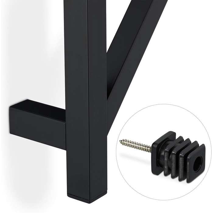 Вішалка настінна Relaxdays з 8 гачками, компактна, декоративна, металева, В х Ш х Г 100,5 х 19,5 х 7 см, вішалка, чорна