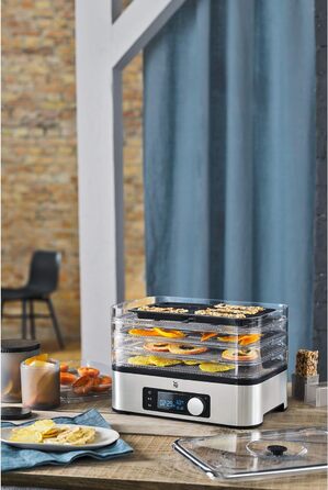 Дегідратор з нержавіючої сталі, дегідратор з 5 відділеннями, 30-70C, 24-годинний таймер, сушарка для фруктів, дегідратор, 2 коробки, батончик мюслі, одинарний без BPA