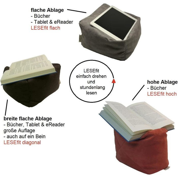 М&39яка подушка для читання у формі книги Тримач для книг вільної форми для ліжка Виготовлено вручну з протиковзкої штучної замші та мікробісеру М&39яка, що прається, обертається Матово-синя