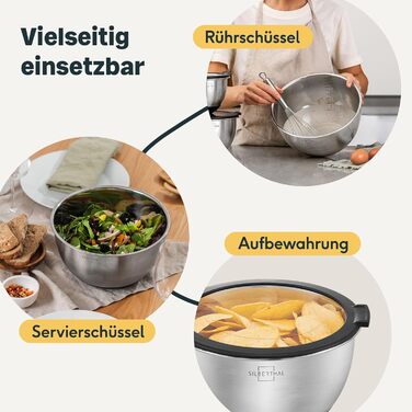 Набір мисок з нержавіючої сталі SILBERTHAL з кришкою - 3 шт. и - Миски для сервірування, варіння, випічки, зберігання