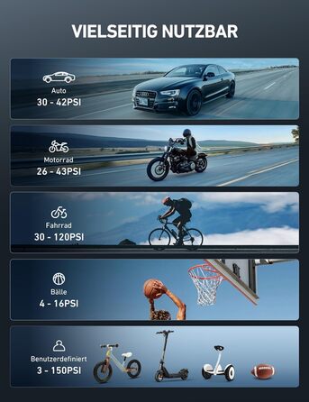 Бездротовий електричний повітряний насос AstroAI, портативний акумуляторний велосипедний насос з усіма клапанами, світлодіодне світло, акумуляторний насос для шин для велосипедів, електровелосипедів, автомобілів, мотоциклів, м&39ячів, чорний