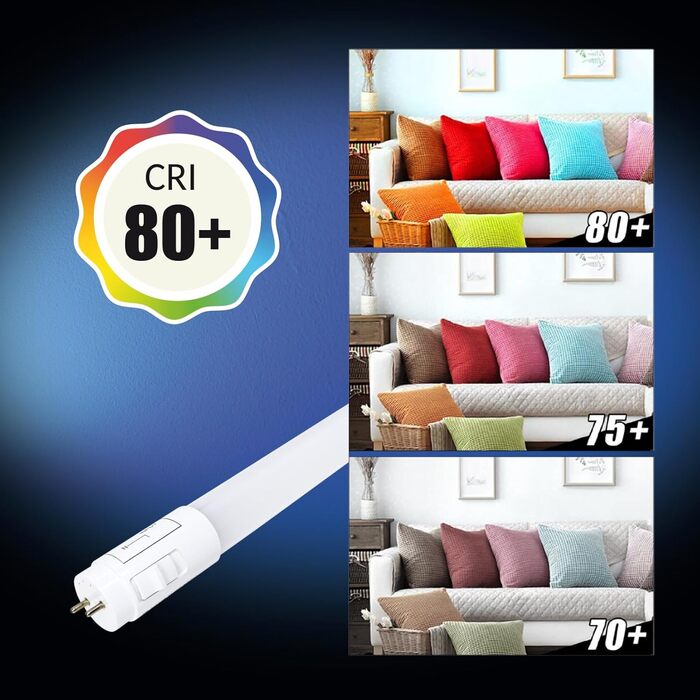 Пакет із 2 світлодіодних трубок 150 см, 24 Вт, CCT (селектор кольору теплий білий, нейтральний білий або холодний білий), 2900 люмен, стартер в комплекті, стандарт T8