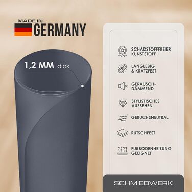 Кольоровий килимок для підлоги Килимок для офісного крісла Стійкий до подряпин Зроблено в Німеччині (Антрацит, 120 x 145 см) Антрацит 120 x 145 см