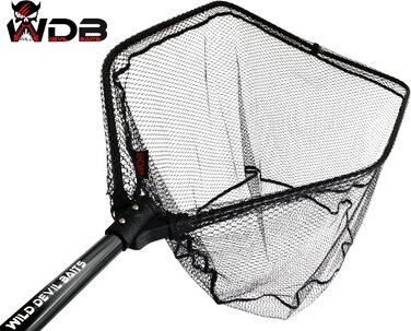 Підсак Angel-Berger Wild Devil Baits Predator, складний, гумований, підсак для великої риби, підсак для човна, рибальська сітка XL / 80x70 см