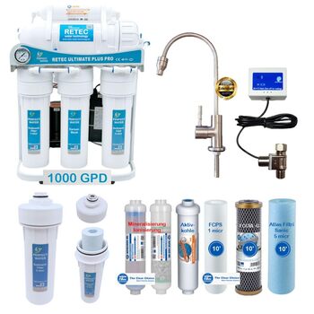 Система зворотного осмосу RETEC 1000 GPD Perfect Water No. 1 Ultimate Plus PRO Direct Flow резервуар не потрібен зворотний осмос фільтр для води фільтр для води питна вода зворотний осмос зворотний осмос