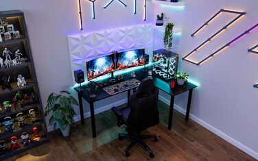 Кутовий стіл SyberDesk Gaming Pro LED 185x120 см зі світлодіодним підсвічуванням - Великий комп&39ютерний стіл - Міцний комп&39ютерний стіл (правий)