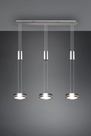 Світлодіодний торшер Trio Lights Franklin 426510208, Метал в т.ч. 35 Вт LED, Зміна кольору, Диммер (нікель-матовий, підвісний 3-полум'яний)