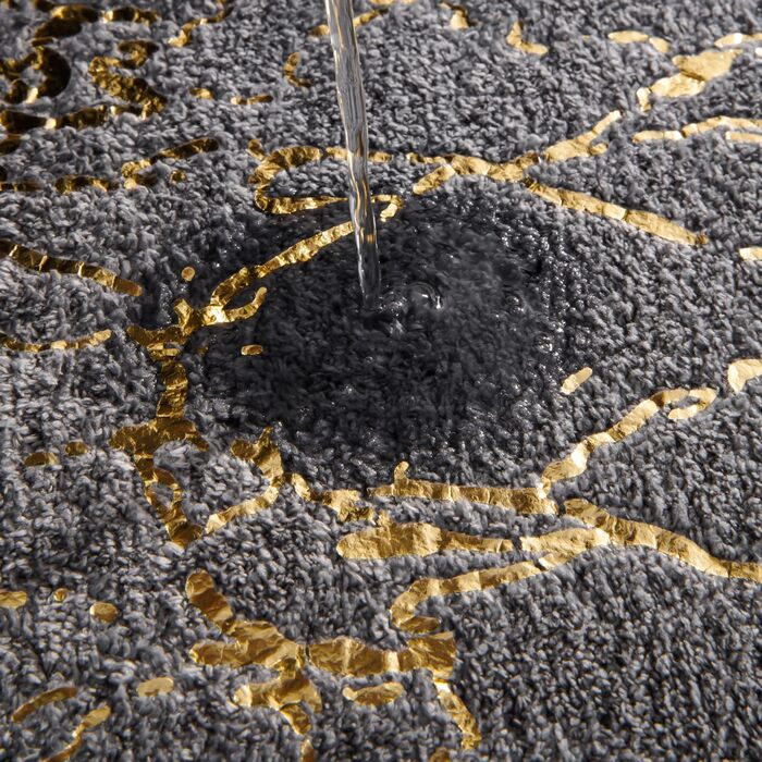 Килимок для ванної QJHOMO з нековзним покриттям, що миється, сірий килимок для ванної кімнати, золотистий декоративний килимок, розкішні аксесуари для ванної кімнати, м&39який абсорбуючий килимок з мікрофібри для ванни, 50x80 см (прямокутний) сірий та зол