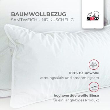 Пухова подушка Johanna, біла, 40x80 см, з оптимальною підтримкою голови та шиї, виготовлена з пір&39я та пуху і м&39якої бавовни, зроблена в Німеччині