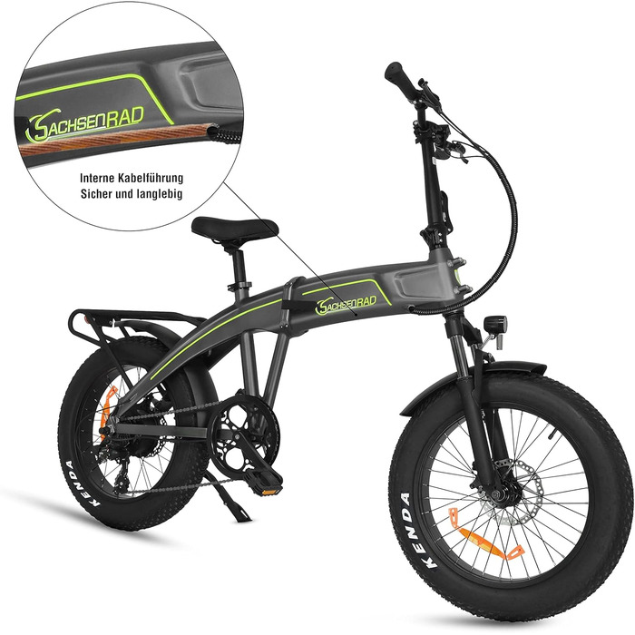 Складний велосипед F6 Safari 20-дюймовий Fatbike StVZO Позашляховий двигун Bafang 85N.M Внутрішня прокладка кабелю Якісне анодування Електричні велосипеди Ebike Складний педальний велосипед e-Fatbike