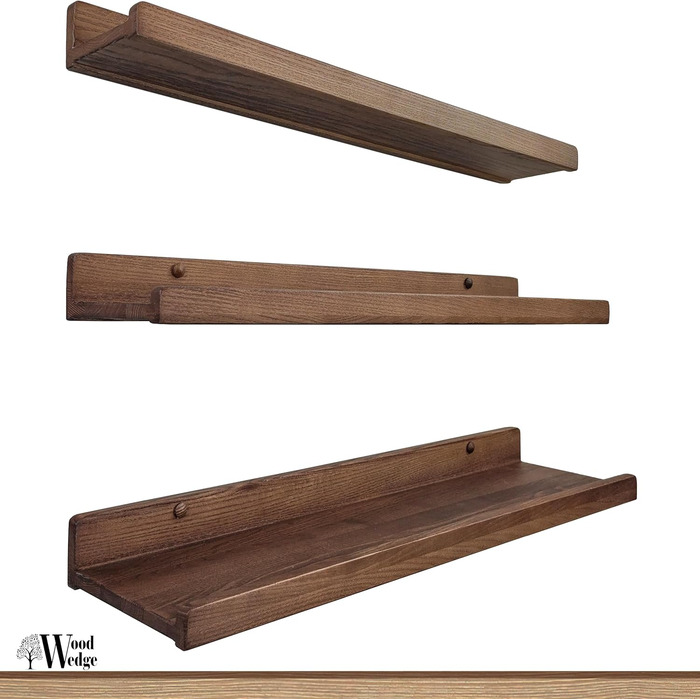 Настінна полиця ручної роботи 90 см, дерев&39яна настінна полиця, комплект з 3 предметів, підвісна полиця, настінна полиця, сучасна плаваюча полиця, вузька рейка для картин для ванної кімнати, вітальні, кухні, спальні (горіх) 91,5 x 15,5/12,8/10 см (компл
