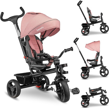 Триколісний велосипед LIONELO Haari 2в1 з перекладиною від 18 місяців до 25 кг, вперед і назад, безкамерні гумові шини, великий ві