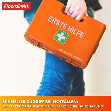 Аптечка для підприємств Floordirekt DIN 13157 з настінним кронштейном 1 комплект аптечки для дому, офісів та закладів громадського